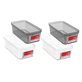 4PK Boxsweden Crystal Sort Container 18X9.5X6cm Assorted