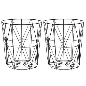 2PK Boxsweden Toska Metal Wire Storage Basket 39x43cm - Black
