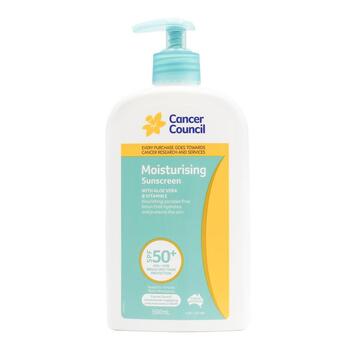 Cancer Council 500ml Moisturising Sunscreen SPF50+ Lotion Pump Bottle