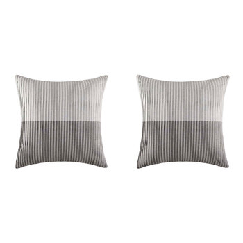 2PK Kas Australia Pleated Euro Throw Pillowcase 65x65cm - Grey