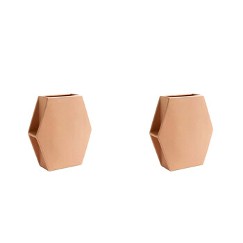 2PK Ben David Hex Flower Vase Home/Lounge Decor Large - Caramel
