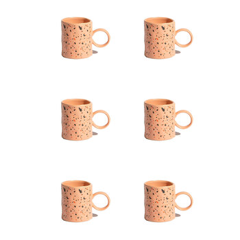 6PK Ben David Terrazo Stoneware Coffee Mug Drinkware - Clay