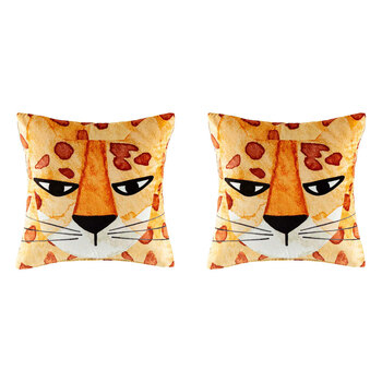2PK Kas Kids Cheetah Filled Cushion Decor Square 45x45cm - Orange