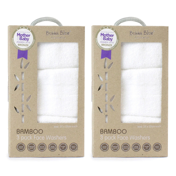 6pc Bubba Blue 25cm Face Washer Set Baby Towel - White