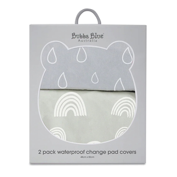 2PK Bubba Blue 48x82cm Nordic Waterproof Change Mat Cover 0-12m - Grey/Sand