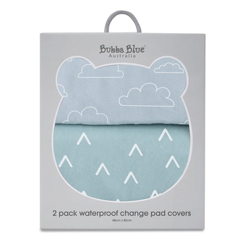 2PK Bubba Blue 48x82cm Nordic Waterproof Change Mat Cover 0-12m - Sky/Mint