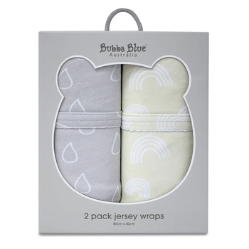 2PK Bubba Blue Nordic 80x80cm Jersey Wrap 0-12m - Grey/Sand