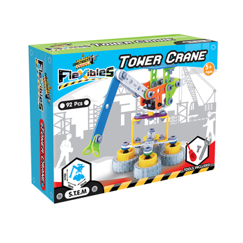 92pcs Construct IT Flexibles DIY Tower Crane Toy w/ Tools Kit Kids 4y+
