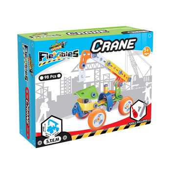 98pcs Construct IT Flexibles DIY Crane Toy w/ Tools Kit Kids 4y+
