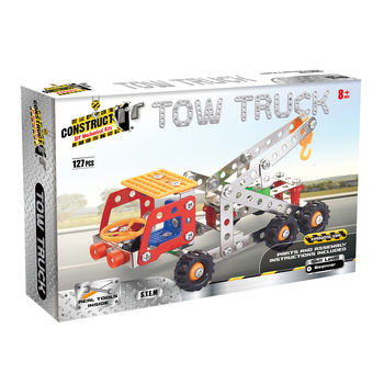 127pc Construct IT DIY Tow Truck Toy w/ Tools Kit Kids 8y+