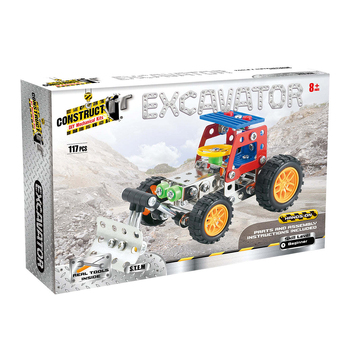 117pc Construct IT DIY Excavator Toy w/ Tools Kit Kids 8y+