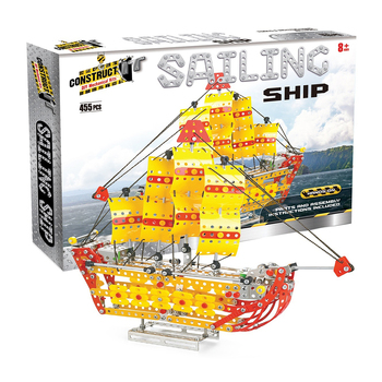 455pc Construct IT Mega Set DIY Sailing Ship Toy w/ Tools Kit Kids 8y+