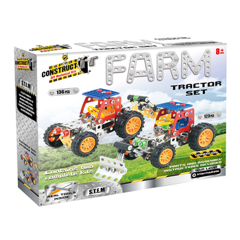 136pc Construct IT DIY Farm Tractor Set Toy w/ Tools Kit Kids 8y+