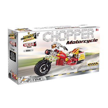450pc Construct IT Mega Set DIY Chopper Motorcycle Toy w/Tools Kit Kids 8y+
