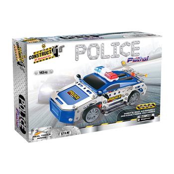 143pc Construct IT DIY Police Car Toy w/ Tools Kit Kids 8y+