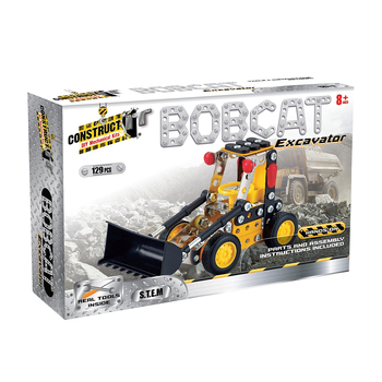 129pc Construct IT DIY Bobcat Excavator Toy w/ Tools Kit Kids 8y+