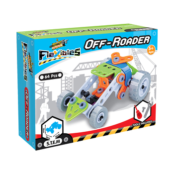 64pcs Construct IT Flexibles DIY Off-Roader Toy w/ Tools Kit Kids 4y+