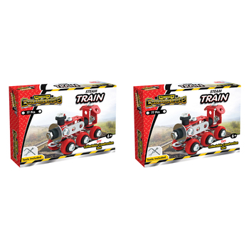 2x 77pc Construct IT Constructables DIY Train Toy Set w/ Tools Kids 6y+ Red