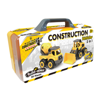 39pc Construct IT Buildables 2in1 Construction Truck Set w/Case Kids 3+ YLW