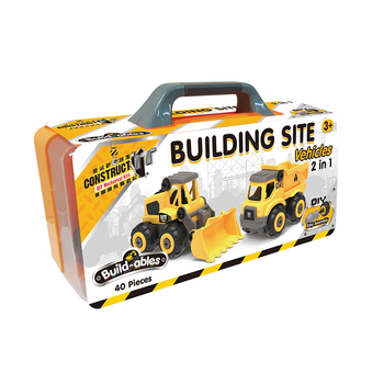 40pc Construct IT Buildables 2in1 Site Vehicle/Truck Set w/Case Kids 3+ YLW
