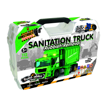 112pc Construct IT Buildables Sanitation Truck DIY Toy Set w/ Case Kids 5+