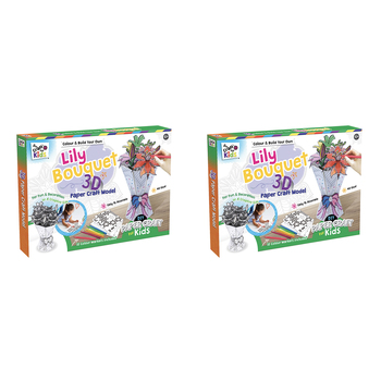 2PK Craft For Kids Colour & Build 3D Lily Bouquet Papercraft Model Children 6y+