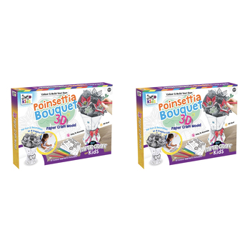 2PK Craft For Kids Colour & Build 3D Poinsettia Bouquet Papercraft Model 6y+