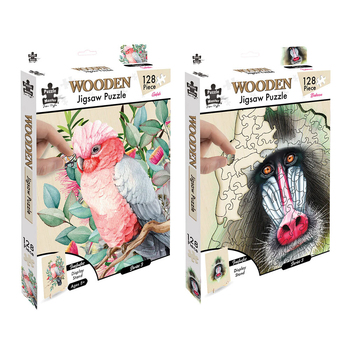 2pc Puzzle Master Kids Baboon and Galah Wooden Puzzle Series 4 Set 12y+