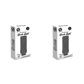 2PK Scribbles Stationery LED USB Clip on Bedtime Reading Booklight Black 5y+