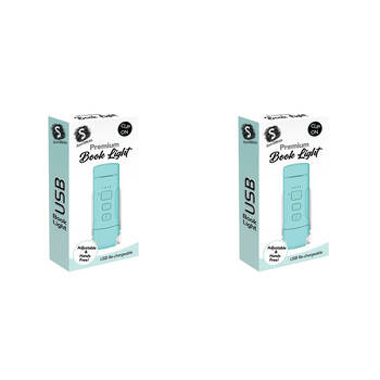 2PK Scribbles Stationery LED USB Clip on Bedtime Reading Booklight Blue 5y+