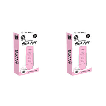 2PK Scribbles Stationery LED USB Clip on Bedtime Reading Booklight Pink 5y+
