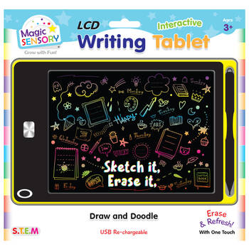 Magic Sensory 8.5" Interactive LCD Writing Tablet Yellow Doodle Kids 3y+