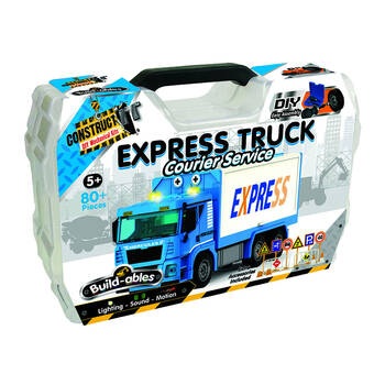 80pc Construct IT Build-ables Express Truck Building Toy - Blue 5y+