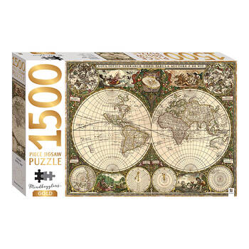 1500pc Mind Bogglers Gold Vintage World Map Puzzle