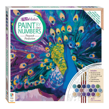 Art Maker Paint by Numbers Canvas: Peacock Perfection Painting Set 14y+