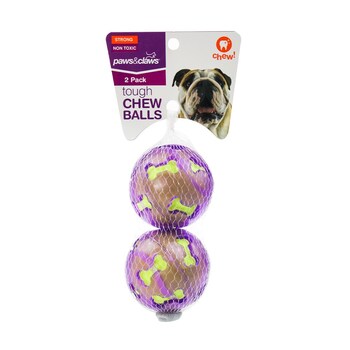 2PK Paws & Claws Tpr & Felt Ball Pet Toys 7cm Assorted