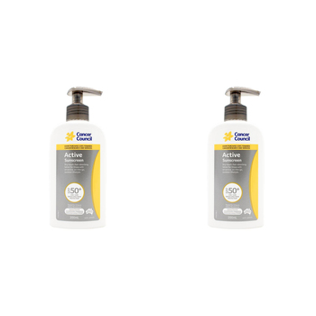 2PK Cancer Council 200ml Active Sunscreen SPF50+ Body Lotion