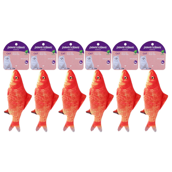6PK Paws & Claws 20cm Real Fish Printed Catnip Toy - Orange