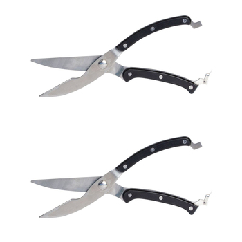 2x Cuisena Professional 25cm Poultry Shears Scissors - Black