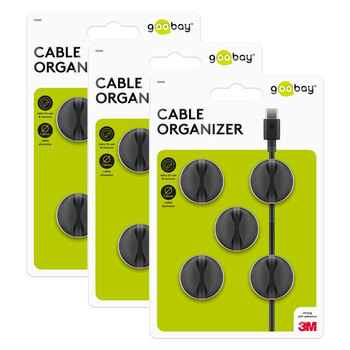 3x 5pc Goobay 1 Slot 1.88cm Adhesive Cable Organiser - Black