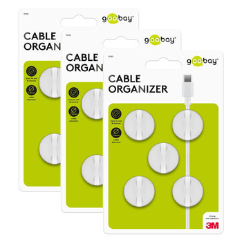 3x 5pc Goobay 1 Slot 1.88cm Adhesive Cable Organiser - White