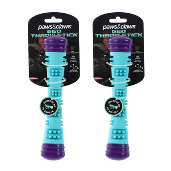 2PK Paws & Claws 23cm Geo Floating TPR Throw Stick