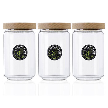 3PK Lemon & Lime Woodend Beach Glass Canister 750Ml