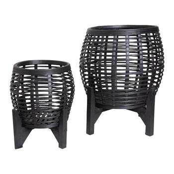 J. Elliot Whittaker Set of 2 Planters 41.3x41.3x51cm/30x30x36cm Black