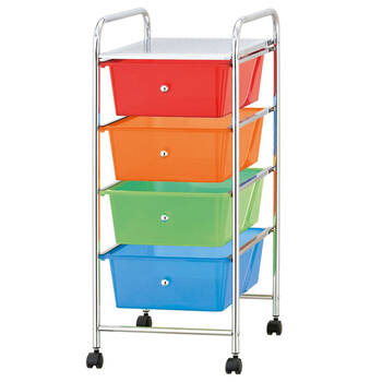 Boxsweden 4 Drawers Portable Storage Trolley - Neon Colours