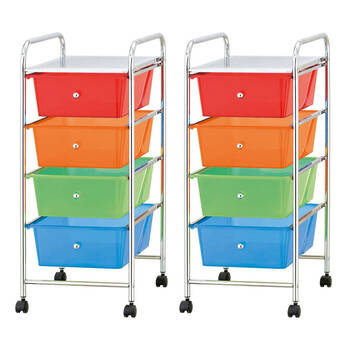 2PK Boxsweden 4 Drawers Portable Storage Trolley - Neon Colours