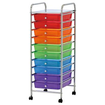 Boxsweden 10 Drawers Portable Storage Trolley - Neon Colours