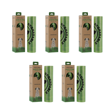 5x 200pc Paws & Claws Pick-A-Poo Degradable Waste Bags w/Dispenser Box