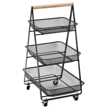 Mesh by Boxsweden 3 Tier Storage Trolley w/ Wheels - Black