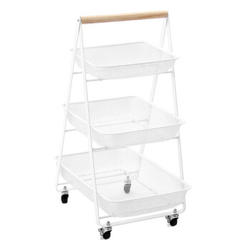 Mesh by Boxsweden 3 Tier Storage Trolley w/ Wheels - White
